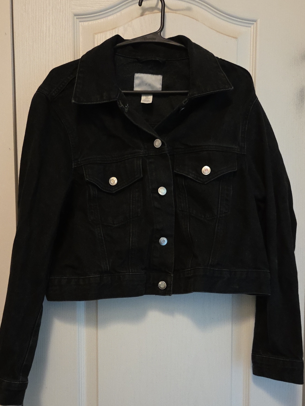 Classic Black Cropped Denim Jacket
